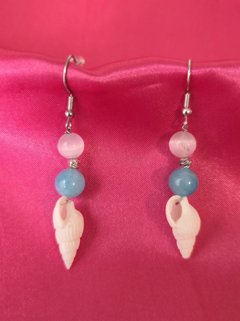 Bohemian Natural Stone Shell Drop Hook Earrings  - Summer Beach Jewelry - NEW‎